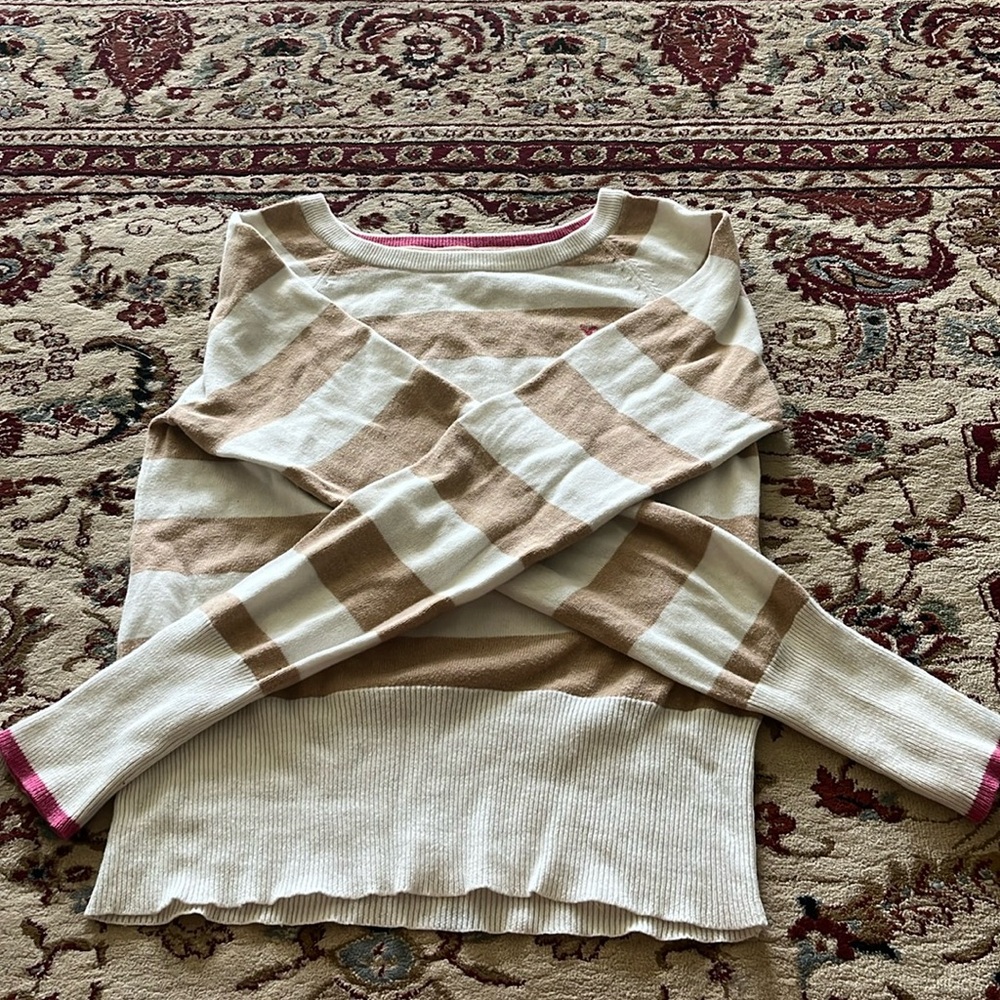 Brown and White striped crewneck/sweater